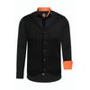 Langarmhemd RUSTY NEAL, Herren, Gr. XXXL, EURO-Größen, orange (schwarz, orange), 60% Baumwolle, 37% Polyester, 3% Elasthan, mehrfarbig, casual, ohne Ausschnitt, Langarm, Hemden, bestehend aus Hemd, Weste und Krawatte