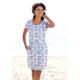 Jerseykleid BEACHTIME Gr. 44, N-Gr, blau (blau, creme, bedruckt) Damen Kleider Strandkleider mit Blumenmuster und Taschen, Sommerkleid aus Baumwoll-Mix Bestseller