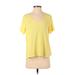 Old Navy Long Sleeve T-Shirt: Yellow Color Block Tops - Women's Size Small