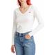 Levi's Damen Long-Sleeve V-Neck Baby Tee T-Shirt, White +, L