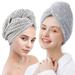Heldig Bamboo Hair Towel Wrap 2 Pack Microfiber Hair Drying Shower Turban with Buttons Super Absorbent Quick Dry Hair Towels for Curly Long Thick Hair Rapid Dry Head Towel Wrap for Women Anti FrizzB