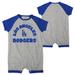 Newborn & Infant Heather Gray Los Angeles Dodgers Extra Base Hit Raglan Full-Snap Romper