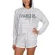 Women's Concepts Sport Cream Los Angeles Chargers Visibility Long Sleeve Hoodie T-Shirt & Shorts Set