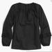J. Crew Tops | J.Crew Blouse Ruffle-Trim Peasant Top Long Sleeve Womens Dress Shirt Small Black | Color: Black | Size: S