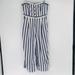 American Eagle Outfitters Pants & Jumpsuits | American Eagle Outfitters Strapless Striped Jumpsuit Cropped Size Large | Color: Blue/White | Size: L