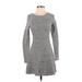 Hollister Casual Dress - Sweater Dress: Gray Marled Dresses - Women's Size X-Small