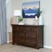Loon Peak® Dougald 7 Drawer 64" W Solid Wood Dresser Wood in Black/Brown/Green | 40.25 H x 64 W x 18 D in | Wayfair