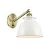 Beachcrest Home™ Shauna Adirondack 1 Light 8" Sconce Metal in White/Yellow | 12.25 H x 8.25 W x 14.13 D in | Wayfair