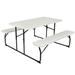 ONFRJFVR 54" Rectangular Portable Folding Table w/ 2 Chairs Plastic/Resin in White | 28 H x 54 W x 59 D in | Wayfair cos-856