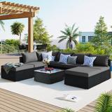 8-pieces Outdoor Patio Furniture Sets, Garden Conversation Wicker Sectional Sofa Set, Modular Sofa Design, Upholstered Cushions