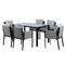 Möbilia Garten-Essgruppe | 1 Tisch, 6 Stühle | Stahl schwarz, Glas und Olefin in grau | 28020041 | Serie GARTEN