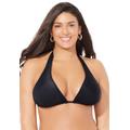 Plus Size Women's Elite Triangle Bikini Top by Swimsuits For All in Ribbed Black (Size 6)
