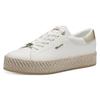 Plateausneaker TAMARIS, Damen, Gr. 39, gold (weiß, goldfarben), Lederimitat, sportlich, Schuhe, Freizeitschuh, Halbschuh, Schnürschuh mit Textilkordel am Plateau