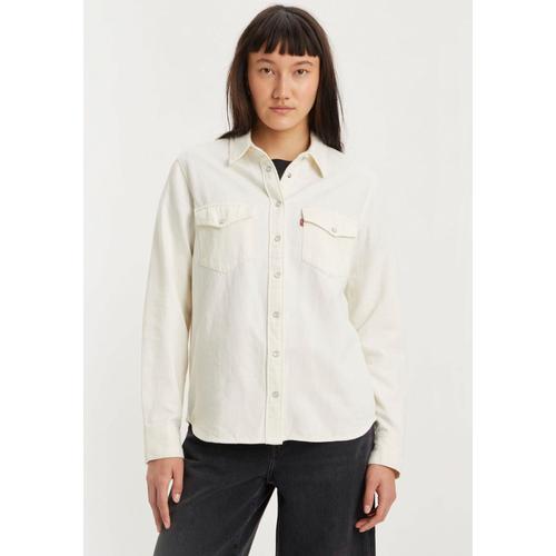 „Jeansbluse LEVI’S „“ESSENTIAL WESTERN““ Gr. L (40), weiß (wollweiß) Damen Blusen mit Brusttaschen Druckknöpfen“