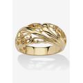 Women's Yellow Gold-Plated Sterling Silver Swirling Cutout Dome Ring Jewelry by PalmBeach Jewelry in Gold (Size 8)