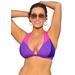 Plus Size Women's Romancer Colorblock Halter Triangle Bikini Top by Swimsuits For All in Purple Pink (Size 14)