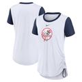 Women's Nike White New York Yankees Hipster Swoosh Cinched Tri-Blend Performance Fashion T-Shirt