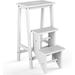 Costway 3 Tier Step Stool 3 in 1 Folding Ladder Bench-White