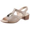 Sandalette ARA "LUGANO", Damen, Gr. 6 (39), beige (sand), Veloursleder, metallic, elegant, Schuhe, Sommerschuh, Sandale, Blockabsatz, mit Gummizug und Klettverschluss