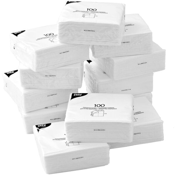 Papstar Prägeservietten 1-lagig weiß 12x 100 Stück (1200 gesamt) weiß, 33x33 cm Image