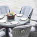 7 Pieces Outdoor Rattan Wicker Patio Round Dining Set with Cushions by Moda Furnishings