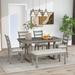 Modern 6-Piece Rubber Wood Dining Table Set with Soft Cushion