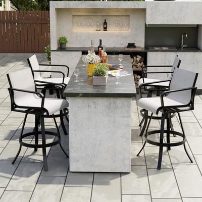 Outdoor Barstools with Back, Bar Stools Swivel Bar Chairs Set of 4, Bar Height, with Sunbrella Textilene Mesh - See Picture