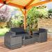 Outsunny 4-Piece Rattan Wicker Furniture Set, Outdoor Cushioned Conversation Furniture w/ 2 Chairs, Loveseat, & Glass Coffee Table | Wayfair