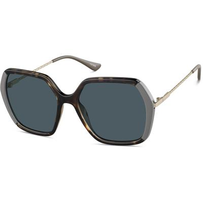 Zenni Women's Geometric Rx Sunglasses Brown Mixed Full Rim Frame
