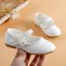 Cathalem Girls Dress Wedge Shoes Girl Shoes Small Leather Shoes Single Shoes Children Dance Shoes Girls Slip on Toddler White 5 Years