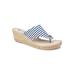 Women's White Mountain Beachball Wedge Espadrille by White Mountain in Navy Stripe (Size 10 M)