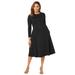 Plus Size Women's Long Sleeve Ponte Dress by Jessica London in Black (Size 18 W)