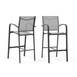OC Orange-Casual Patio Bar Chair Set of 2 Outdoor & Indoor Bar Stools All-Weather Aluminum Textile Fabric High Top Patio Dining Chairs Grey