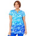 Plus Size Women's Chlorine Resistant Swim Tunic by Swimsuits For All in Ombre Blue Palm (Size 32)