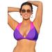 Plus Size Women's Romancer Colorblock Halter Triangle Bikini Top by Swimsuits For All in Purple Pink (Size 24)
