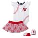 Girls Infant White/Red St. Louis Cardinals Sweet Spot Three-Piece Bodysuit Skirt & Booties Set