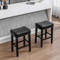 Topcobe 26 Backless Tufted PU Counter Stools 2 Pieces Bar Stools for Dining Room Black