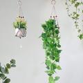 Wanwan Hanging Planter Handcrafted DIY Wood Beads Multi-functional Indoor Outdoor Flower Plant Hanger Garden Decoration