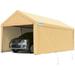 Quictent 13 X20 Heavy Duty Carport Car Canopy Galvanized Car Shelter with Reinforced Ground Bars-Beige