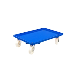 PROREGAL Transportroller für Euroboxen 60x40cm mit Kunststoffräder blau | Geschlossenes Deck | 2 Lenkrollen & 2 Bremsrollen | Traglast 300kg Image