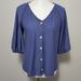 Anthropologie Tops | Anthropologie W5 Blue Swiss Dot Button Front Bubble Sleeve Top Size Small | Color: Blue | Size: S