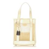 Gucci Bags | Auth. Gucci Mesh Handbag Nude Tote +Pouch Lightweight Nylon Leather Vintage | Color: Cream/Tan | Size: Os