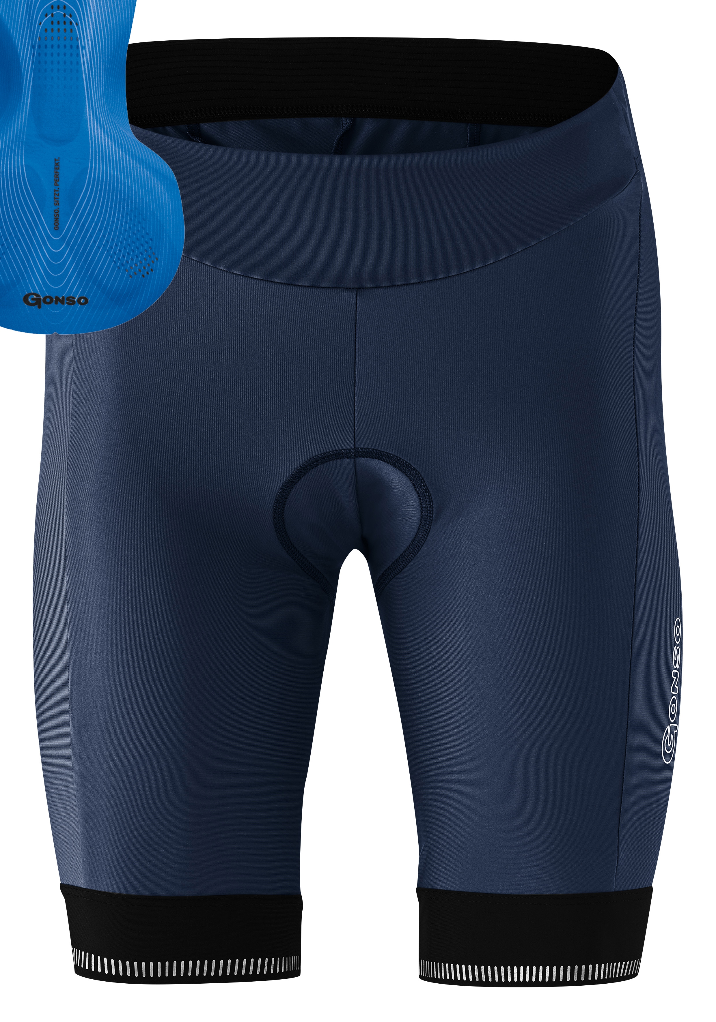 Fahrradhose GONSO "SITIVO W 0", Damen, Gr. 38, Normalgrößen, blau, 65% Polyamid, 35% Elastan, Hosen, Damen Radhose mit innovativem Sitzpolsterkonzept Image