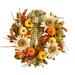 Nearly Natural 24 Fall Pumpkin Wreath with Decorative Ribbon - 24