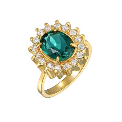 Elli PREMIUM Cocktailring Quarz Grün Royal Zirkonia 925 Silber 52 Damen Image