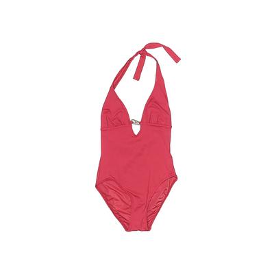 DKNY One Piece Swimsuit: Red Solid Swimwear - Women's Size 10
