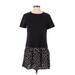 Kling Casual Dress - DropWaist Crew Neck Short sleeves: Black Color Block Dresses - Women's Size 2