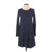 Old Navy Casual Dress - A-Line Crew Neck Long sleeves: Blue Color Block Dresses - Women's Size Small Petite