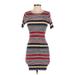 Forever 21 Casual Dress - Bodycon Crew Neck Short sleeves: Red Color Block Dresses - Women's Size Small