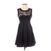 Plastic Island Casual Dress - A-Line Crew Neck Sleeveless: Black Print Dresses - Women's Size Small